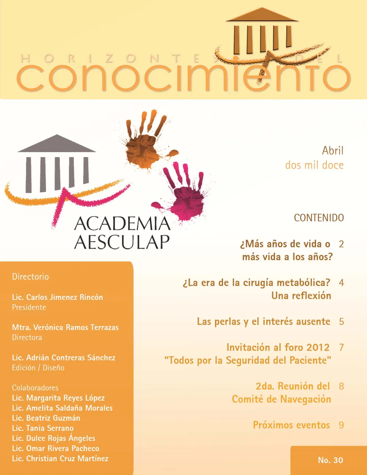 Portada Horizontes del Conocimiento No. 30 | Abril 2012